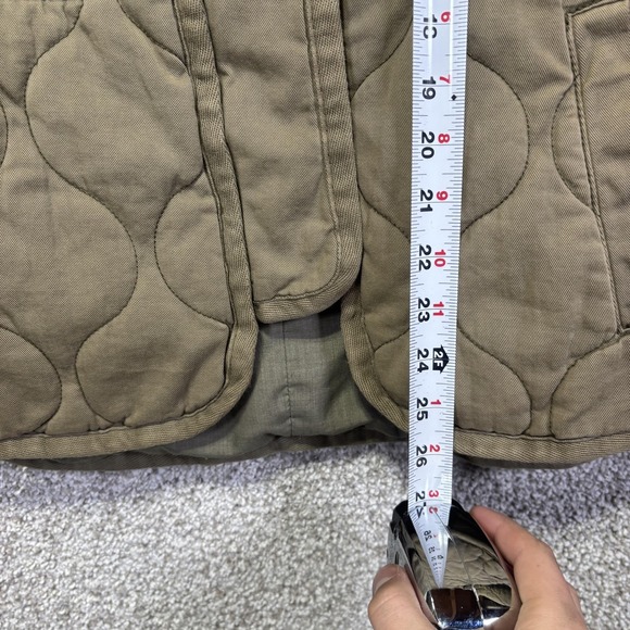 Madewell Jacket Womens Small Green Quilted Twill Collarless Snap Pockets Liner - Picture 5 of 8
